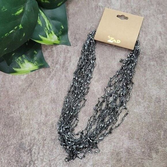 ZAD Jewelry - ZAD Silver Bead & Metallic Glass Bead Thread Necklace NEW